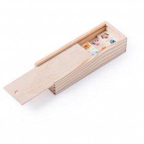 Gra domino w drewnianym pudełku - V7875-17
